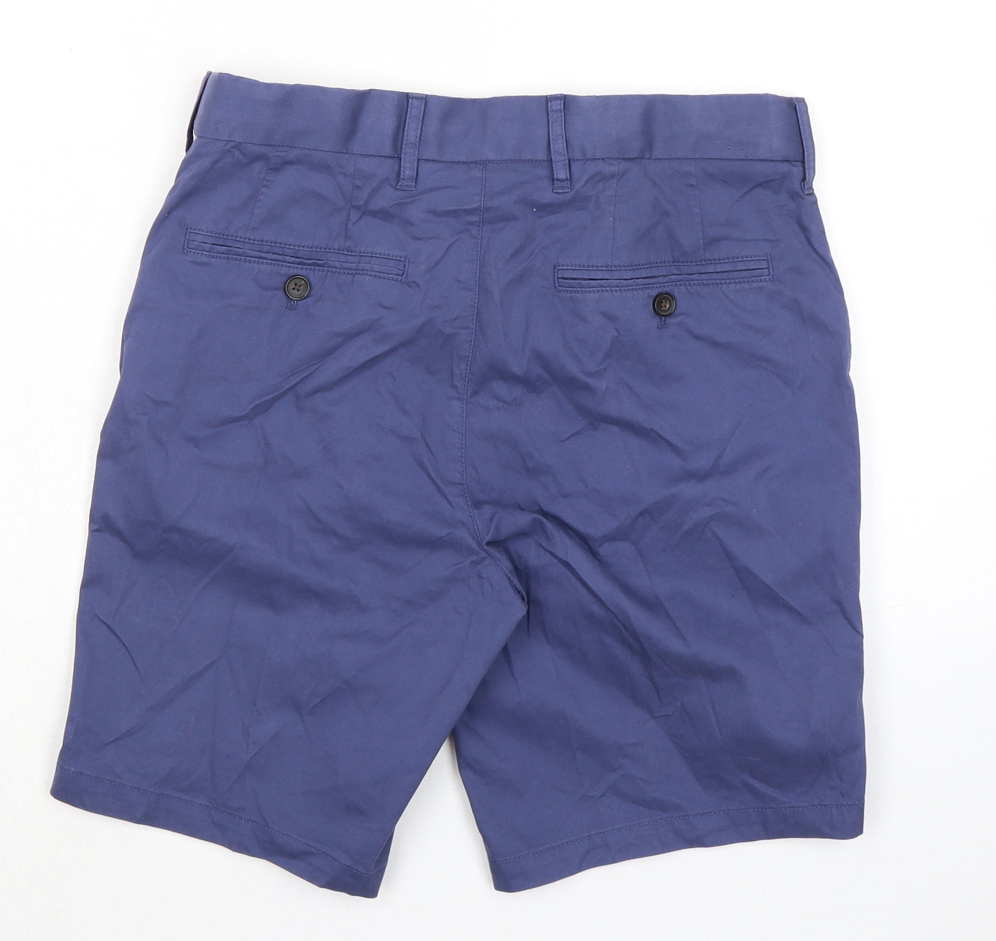 Marks and Spencer Mens Blue Cotton Chino Shorts Size 30 in L9 in Regular Zip