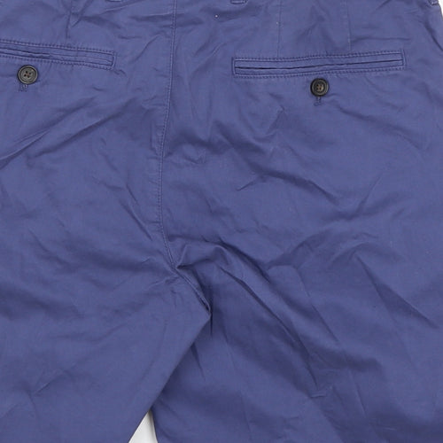 Marks and Spencer Mens Blue Cotton Chino Shorts Size 30 in L9 in Regular Zip