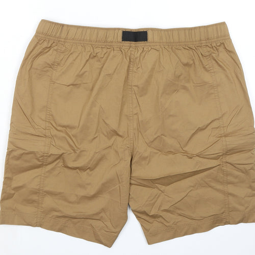 Marks and Spencer Mens Brown Cotton Cargo Shorts Size 40 in L8 in Regular Zip - Zip Pockets