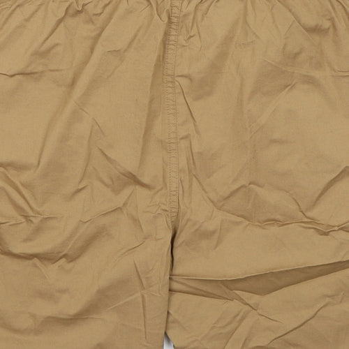 Marks and Spencer Mens Brown Cotton Cargo Shorts Size 40 in L8 in Regular Zip - Zip Pockets