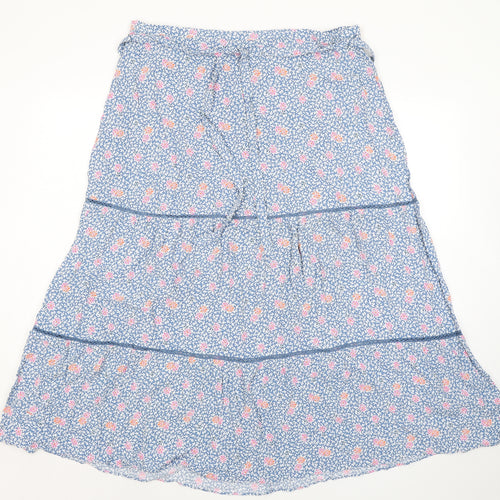 Marks and Spencer Womens Blue Floral Viscose Peasant Skirt Size 20 Zip - Belted