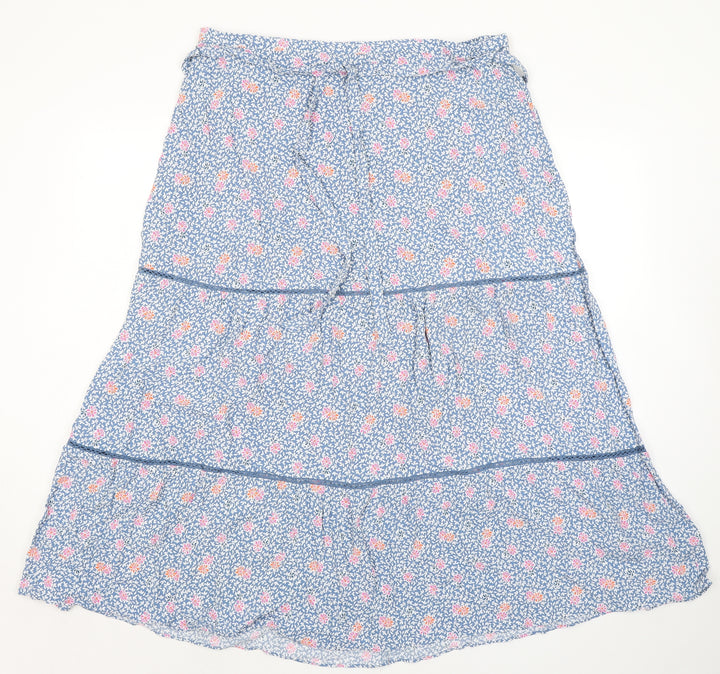 Marks and Spencer Womens Blue Floral Viscose Peasant Skirt Size 20 Zip - Belted