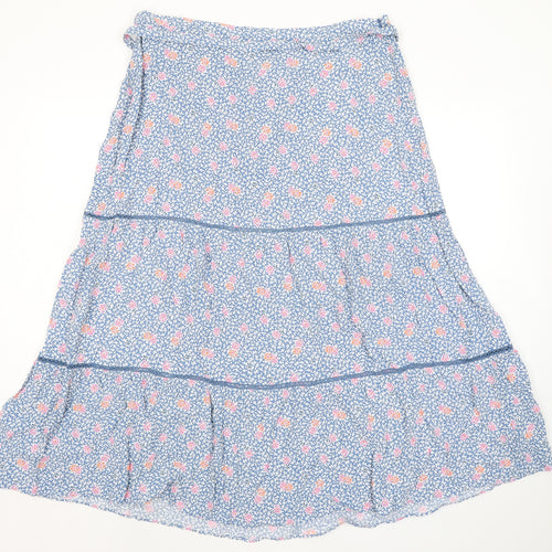 Marks and Spencer Womens Blue Floral Viscose Peasant Skirt Size 20 Zip - Belted