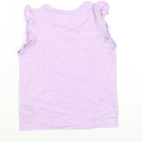 Marks and Spencer Girls Purple Polyester Basic Tank Size 5-6 Years Crew Neck - Ruffle