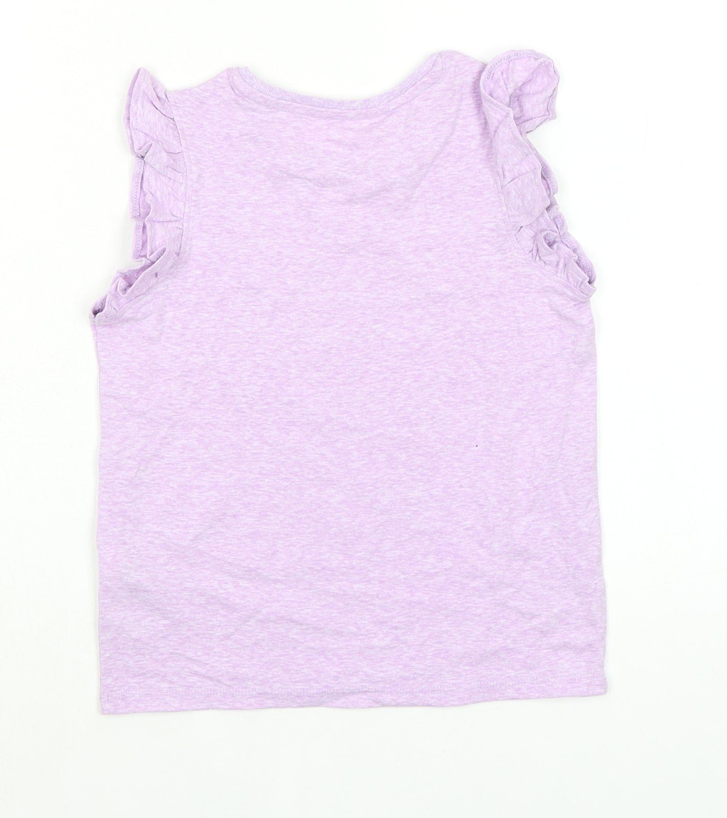 Marks and Spencer Girls Purple Polyester Basic Tank Size 5-6 Years Crew Neck - Ruffle