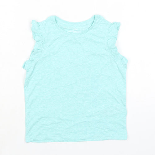 Marks and Spencer Girls Blue Polyester Basic Tank Size 4-5 Years Crew Neck - Ruffle