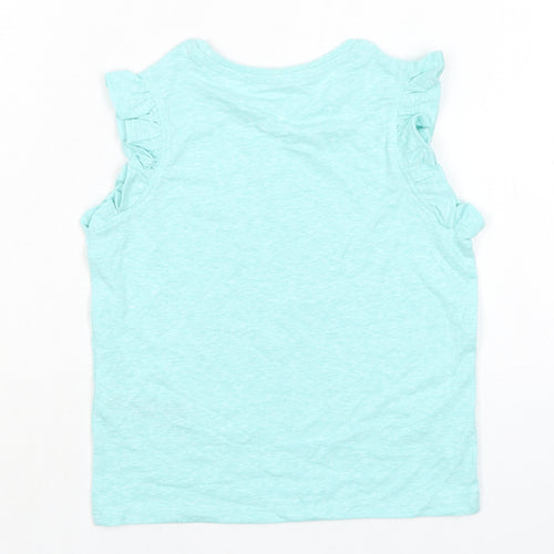 Marks and Spencer Girls Blue Polyester Basic Tank Size 4-5 Years Crew Neck - Ruffle