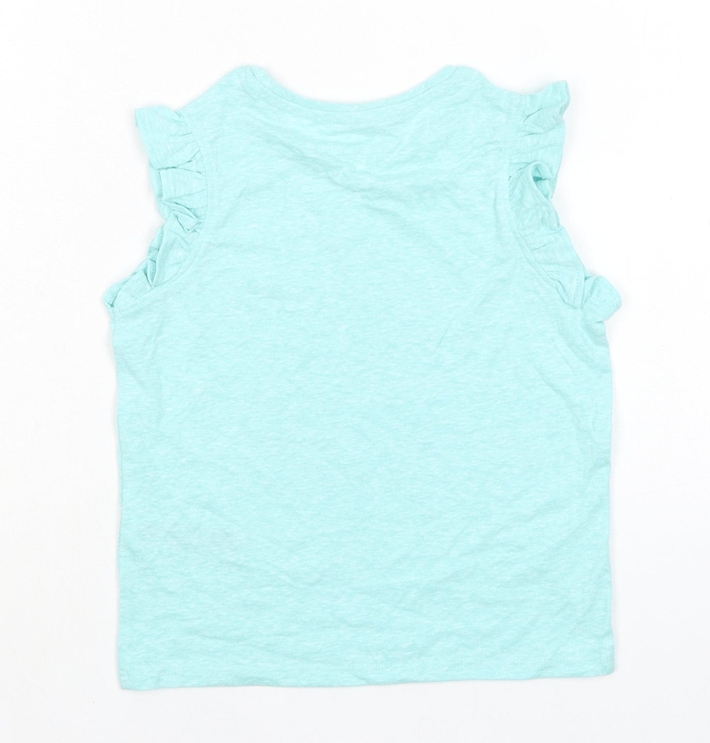 Marks and Spencer Girls Blue Polyester Basic Tank Size 4-5 Years Crew Neck - Ruffle