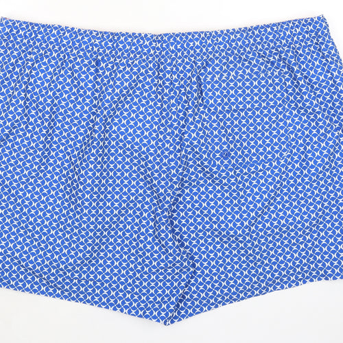 Marks and Spencer Mens Blue Geometric Polyester Bermuda Shorts Size 3XL Regular Drawstring - Swim Shorts Inside Leg 5.5in