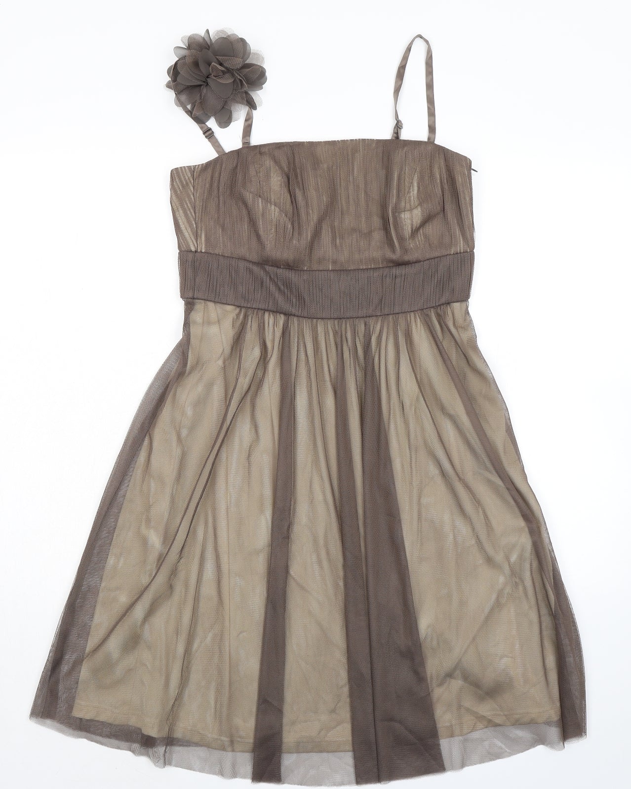 Esprit Womens Brown Polyester A-Line Size 12 Square Neck Zip - Removable Straps