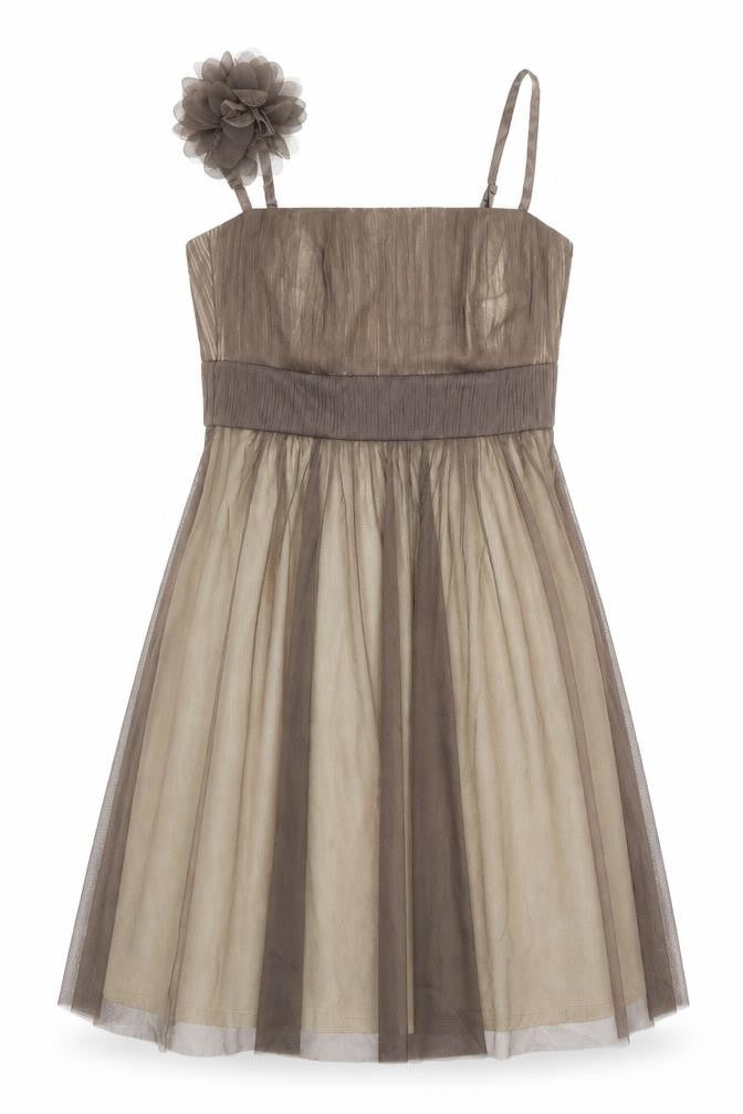 Front view of ESPRIT women’s brown polyester a-line, size UK 12, square neck zip - removable straps