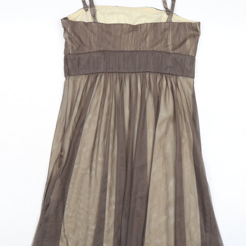 Esprit Womens Brown Polyester A-Line Size 12 Square Neck Zip - Removable Straps