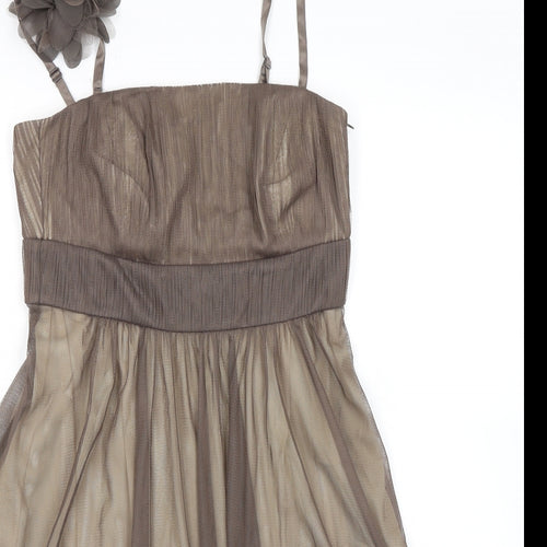 Esprit Womens Brown Polyester A-Line Size 12 Square Neck Zip - Removable Straps