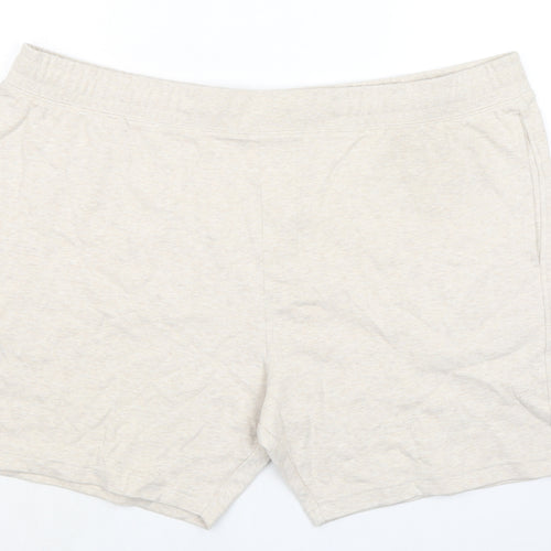 Autograph Mens Beige Cotton Sweat Shorts Size 3XL L7 in Regular Drawstring