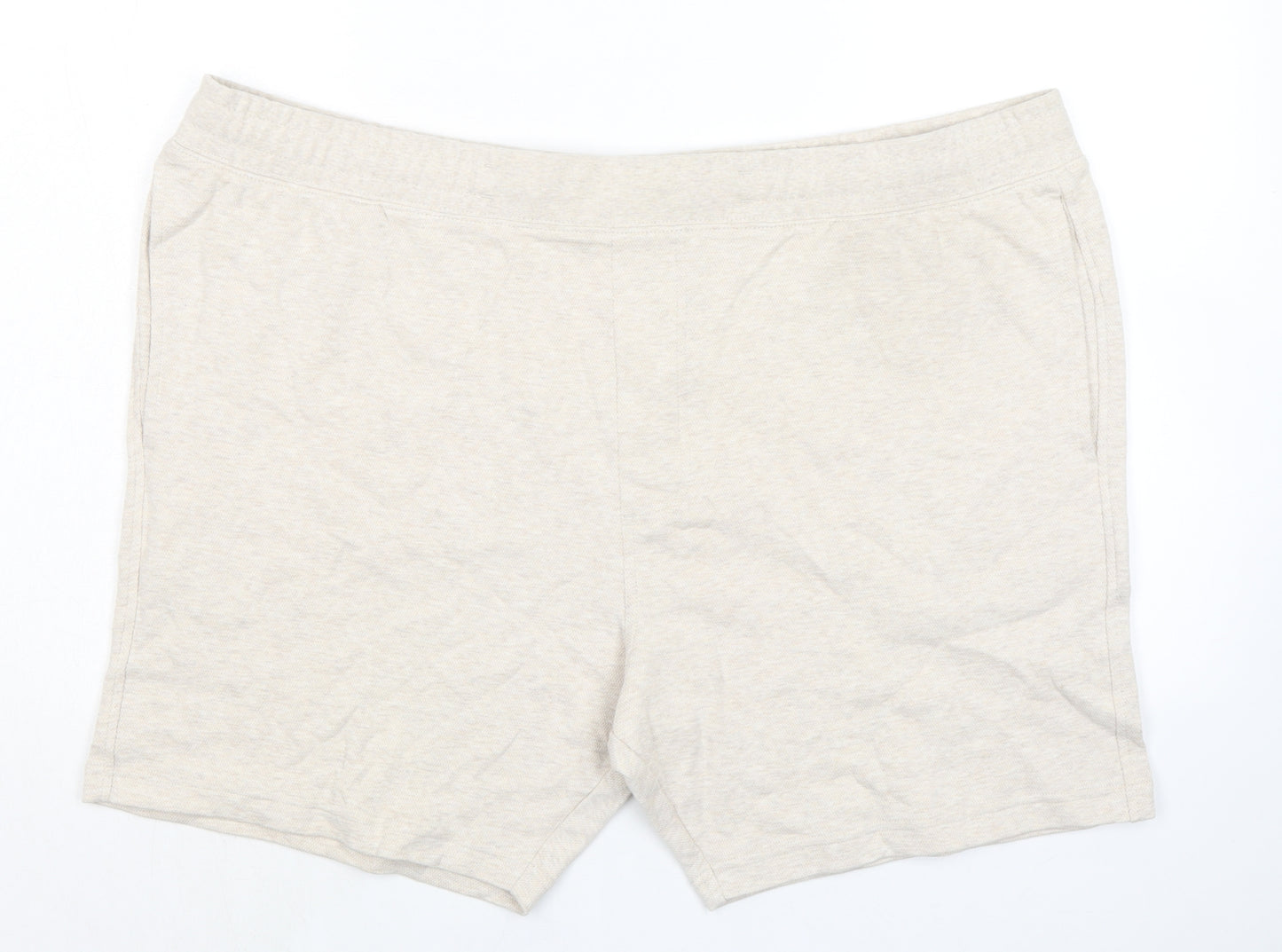 Autograph Mens Beige Cotton Sweat Shorts Size 3XL L7 in Regular Drawstring