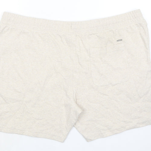 Autograph Mens Beige Cotton Sweat Shorts Size 3XL L7 in Regular Drawstring