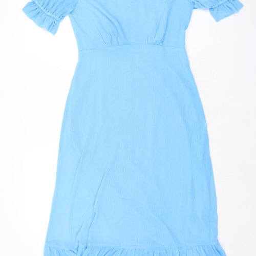 Finery Womens Blue Polyester A-Line Size 10 Mock Neck Zip
