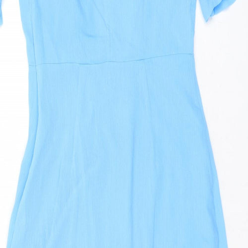 Finery Womens Blue Polyester A-Line Size 10 Mock Neck Zip