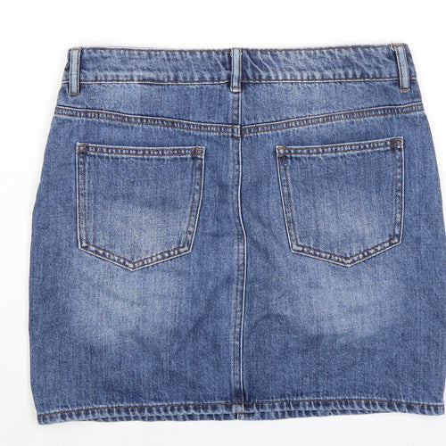 NEXT Womens Blue Cotton A-Line Skirt Size 10 Zip
