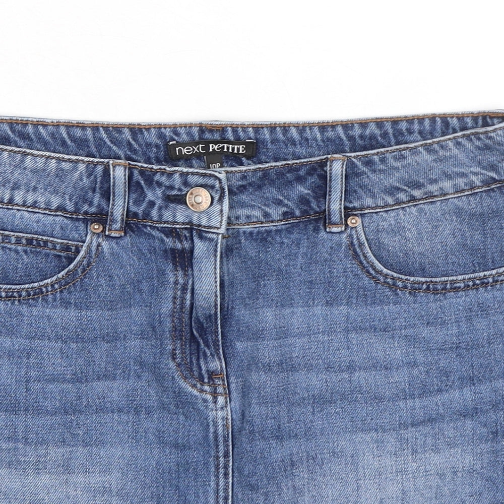 NEXT Womens Blue Cotton A-Line Skirt Size 10 Zip