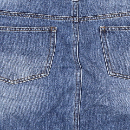 NEXT Womens Blue Cotton A-Line Skirt Size 10 Zip