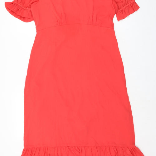 Finery Womens Red Polyester A-Line Size 16 Mock Neck Zip - High Empire Line