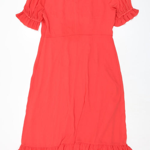 Finery Womens Red Polyester A-Line Size 16 Mock Neck Zip - High Empire Line