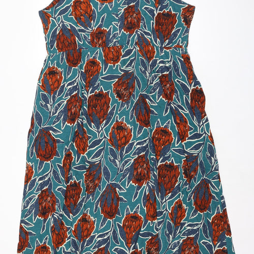 Seasalt Womens Green 100% Cotton A-Line Size 22 V-Neck