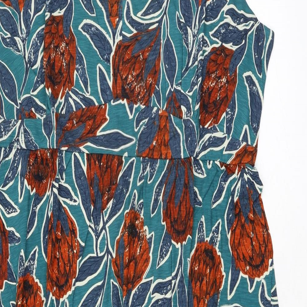 Seasalt Womens Green 100% Cotton A-Line Size 22 V-Neck