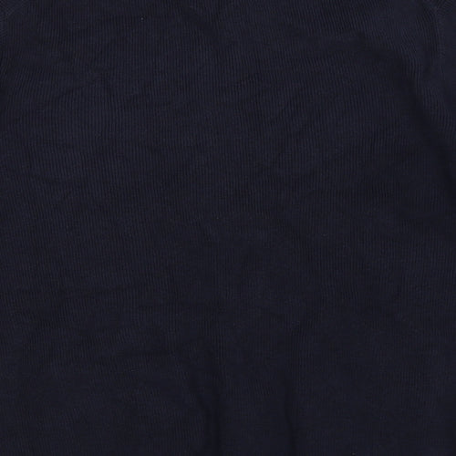 Marks and Spencer Mens Blue Mock Neck Polyester Full Zip Jumper Size 2XL Long Sleeve - Ribbed