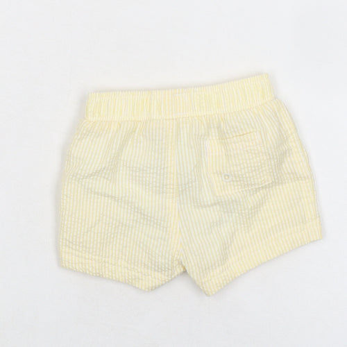 Marks and Spencer Baby Yellow Striped Cotton Cropped Trousers Size 0-3 Months Drawstring