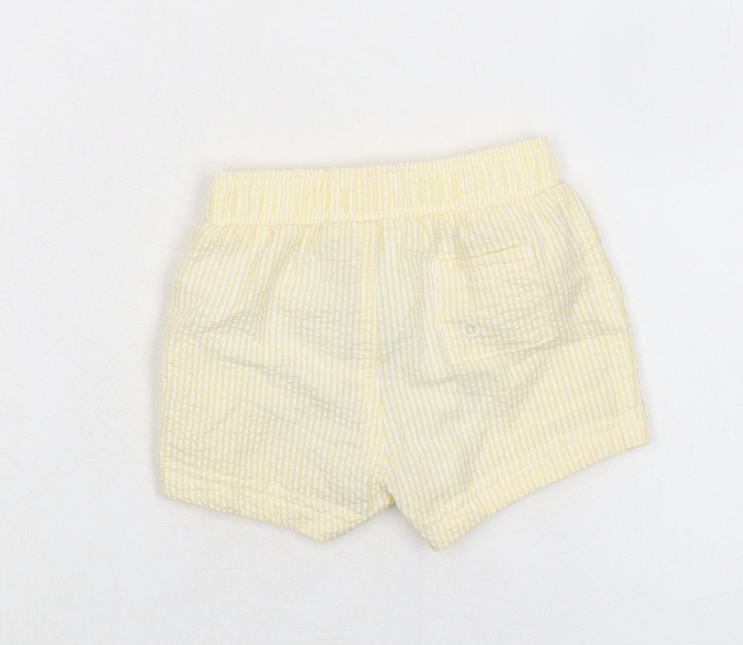 Marks and Spencer Baby Yellow Striped Cotton Cropped Trousers Size 0-3 Months Drawstring