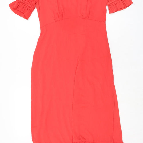 Finery Womens Red Polyester A-Line Size 10 Mock Neck Zip