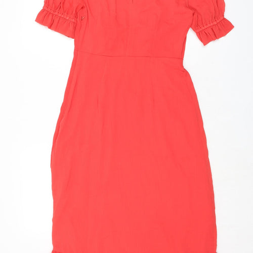 Finery Womens Red Polyester A-Line Size 10 Mock Neck Zip