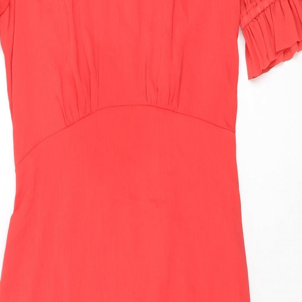 Finery Womens Red Polyester A-Line Size 10 Mock Neck Zip