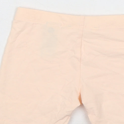Marks and Spencer Girls Orange Cotton Skimmer Shorts Size 4-5 Years Regular - Waist 19in Inside Leg 4in