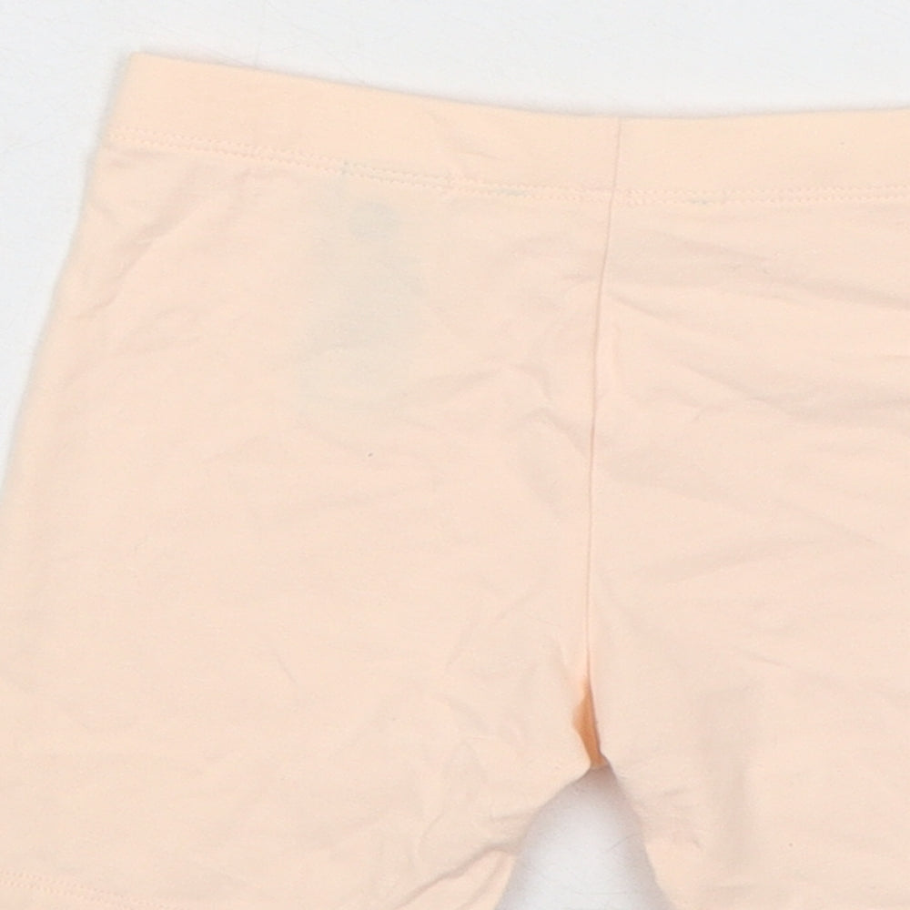 Marks and Spencer Girls Orange Cotton Skimmer Shorts Size 4-5 Years Regular - Waist 19in Inside Leg 4in