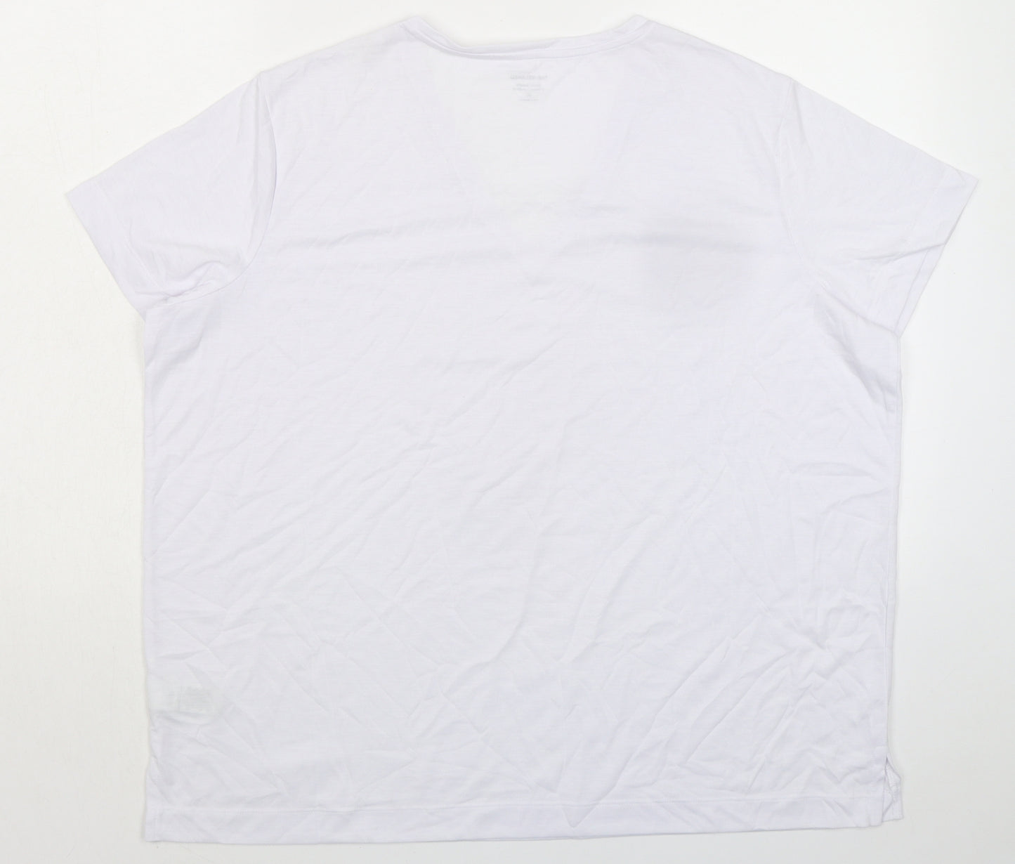 Marks and Spencer Womens White Polyester Basic T-Shirt Size 20 V-Neck
