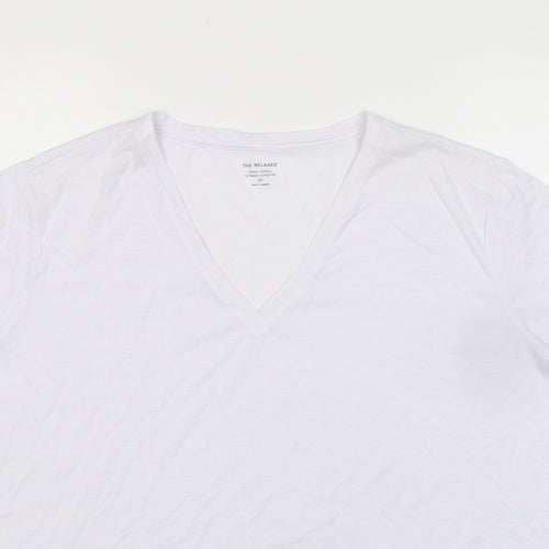 Marks and Spencer Womens White Polyester Basic T-Shirt Size 20 V-Neck