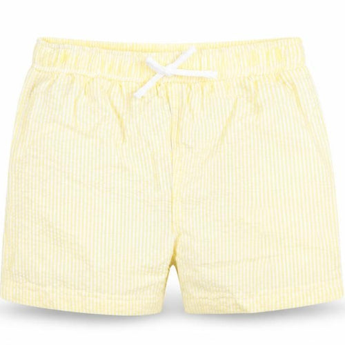 Marks and Spencer Baby Yellow Striped Cotton Cropped Trousers Size 18-24 Months Drawstring - Waist 18in Inside Leg 3in