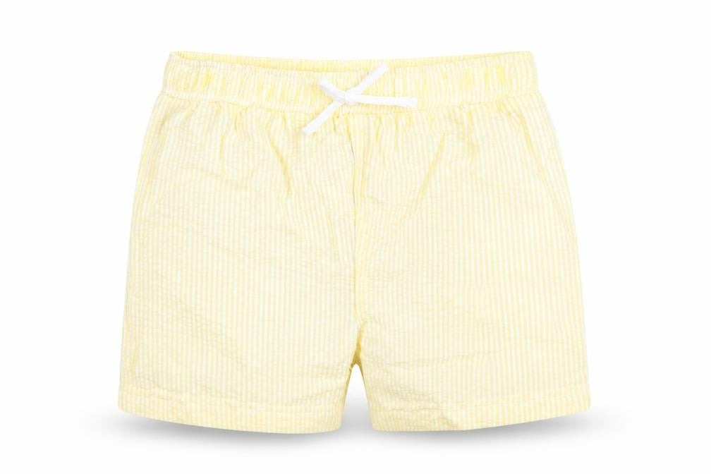Marks and Spencer Baby Yellow Striped Cotton Cropped Trousers Size 18-24 Months Drawstring - Waist 18in Inside Leg 3in