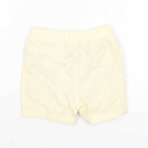 Marks and Spencer Baby Yellow Striped Cotton Cropped Trousers Size 18-24 Months Drawstring - Waist 18in Inside Leg 3in