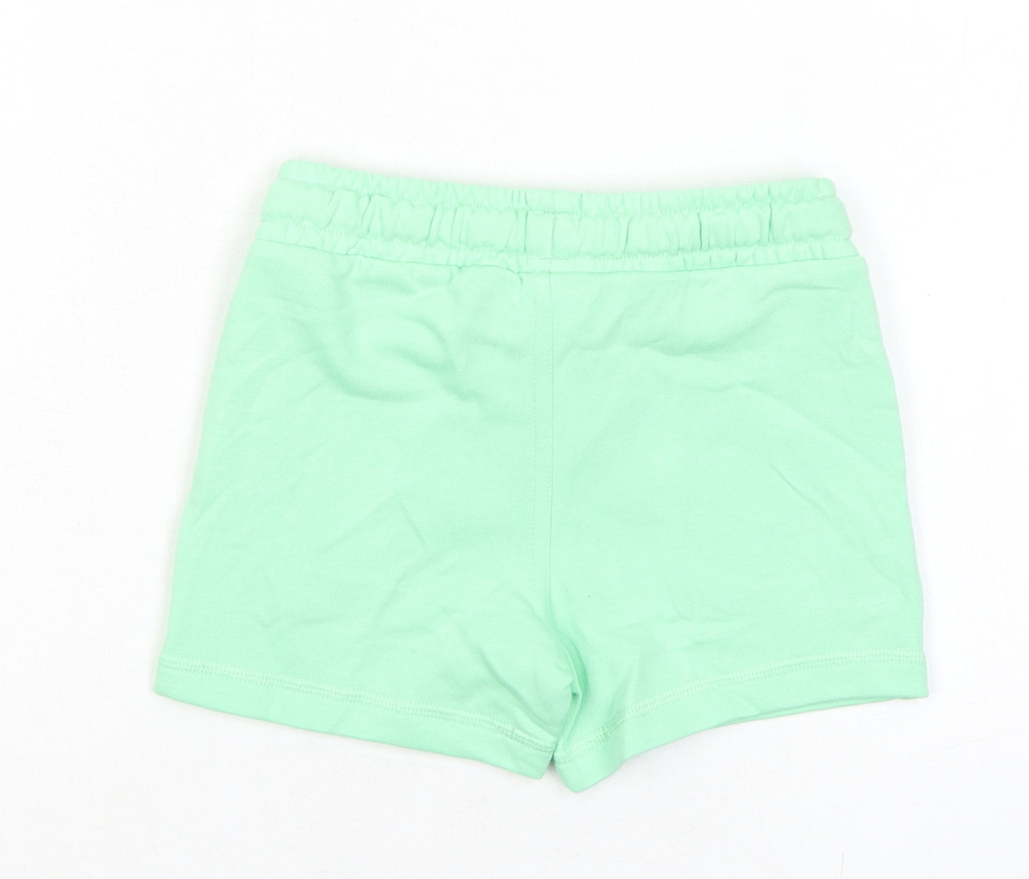 Marks and Spencer Boys Green Cotton Sweat Shorts Size 2-3 Years Regular Drawstring - Waist 20in Inside Leg 2.5in