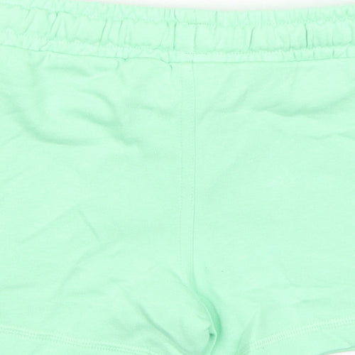 Marks and Spencer Boys Green Cotton Sweat Shorts Size 2-3 Years Regular Drawstring - Waist 20in Inside Leg 2.5in