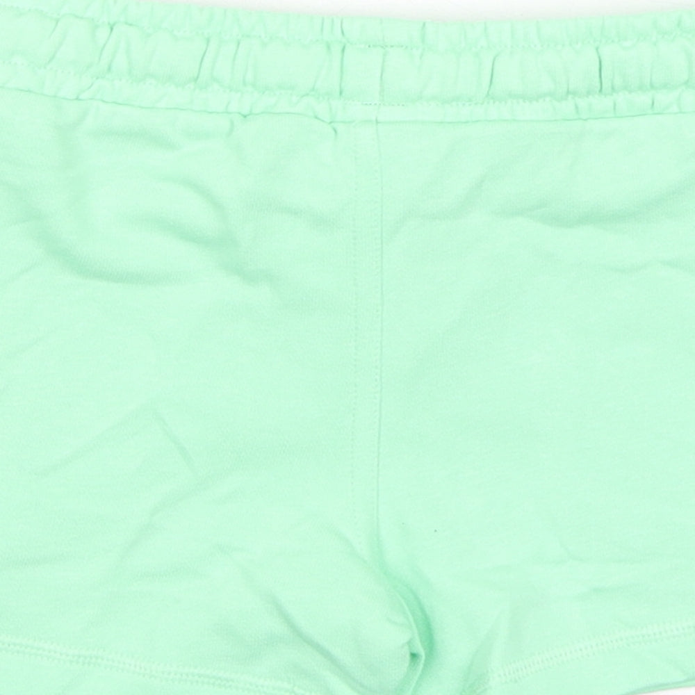 Marks and Spencer Boys Green Cotton Sweat Shorts Size 2-3 Years Regular Drawstring - Waist 20in Inside Leg 2.5in