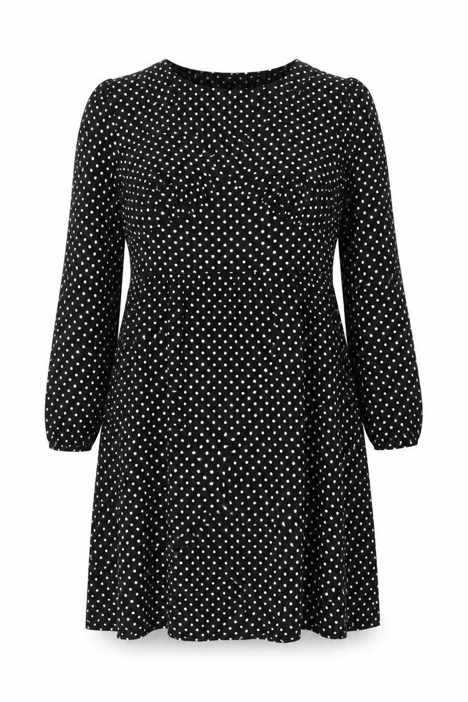 Finery Womens Black Polka Dot Viscose A-Line Size 16 V-Neck Zip