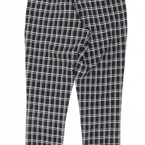 Urmoda Womens Black Check Polyester Cropped Trousers Size M L27 in Regular Zip