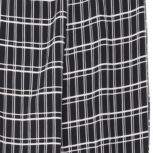 Urmoda Womens Black Check Polyester Cropped Trousers Size M L27 in Regular Zip