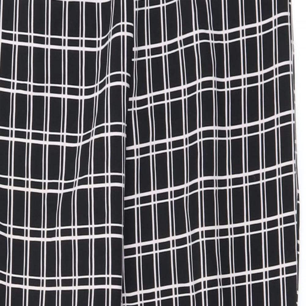 Urmoda Womens Black Check Polyester Cropped Trousers Size M L27 in Regular Zip