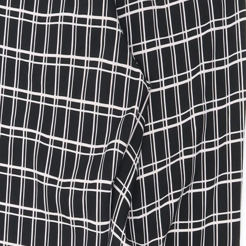 Urmoda Womens Black Check Polyester Cropped Trousers Size M L27 in Regular Zip